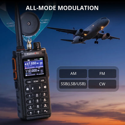 Radioddity GS-10B Pro 8W Amateurfunkgerät | Echtzeit-Spektrumanzeige | HF, SSB, CW, Flugfunk, CB-Funk | Programmierung über BT-App | 999 Kanäle | 2 Donut-Antennen