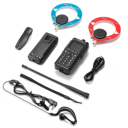 Radioddity GS-10B Pro 8W Amateurfunkgerät | Echtzeit-Spektrumanzeige | HF, SSB, CW, Flugfunk, CB-Funk | Programmierung über BT-App | 999 Kanäle | 2 Donut-Antennen