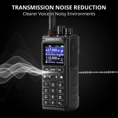 Radioddity GS-10B Pro 8W Amateurfunkgerät | Echtzeit-Spektrumanzeige | HF, SSB, CW, Flugfunk, CB-Funk | Programmierung über BT-App | 999 Kanäle | 2 Donut-Antennen