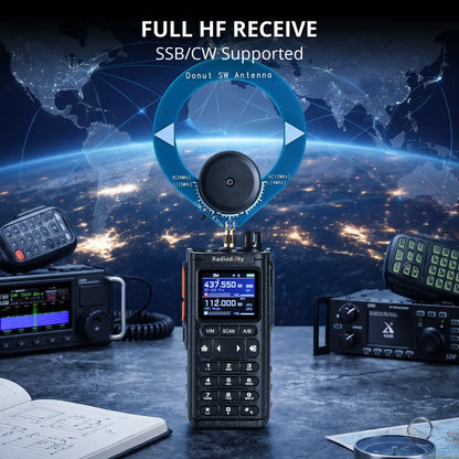 Radioddity GS-10B Pro 8W Amateurfunkgerät | Echtzeit-Spektrumanzeige | HF, SSB, CW, Flugfunk, CB-Funk | Programmierung über BT-App | 999 Kanäle | 2 Donut-Antennen
