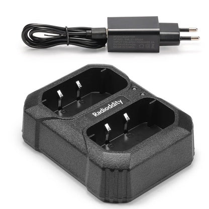 Radioddity HD-2 Dual-Slot Desktop Charger | USB-C Charging Dock | For HD-2 Walkie Talkies & Spare Batteries | Smart LED Indicator | Multi-Protection Safety Circuit