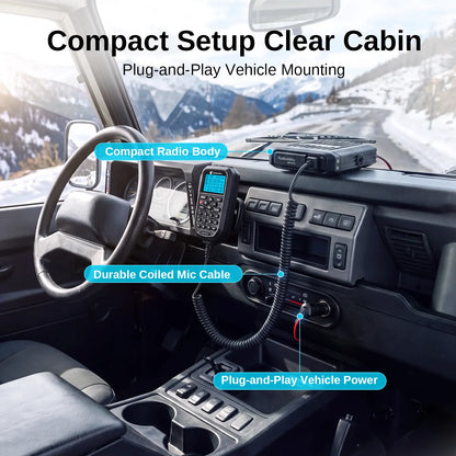 Radioddity UB15-G 15W GMRS Mobile Radio | Full Keypad Control Microphone | Dual-Way Noise Reduction | Repeater Capable | NOAA Alert & Recording | 7-Color LCD
