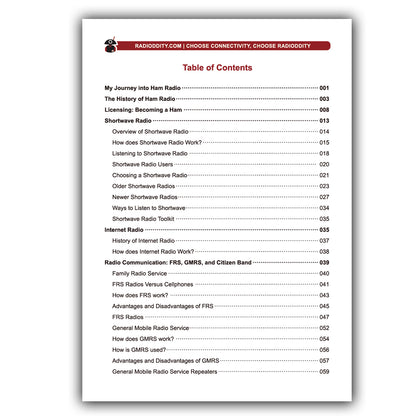 Radioddity The Big Book of Ham Radio Table of contents