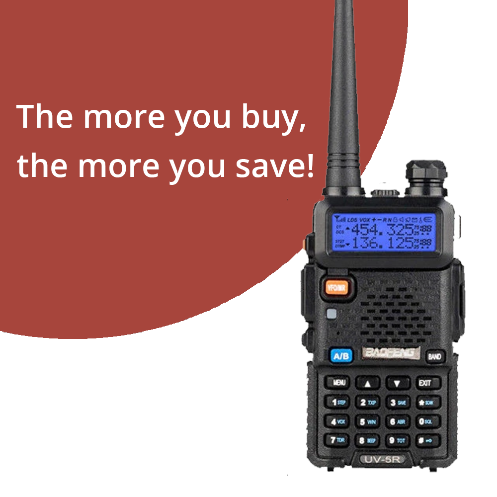 Baofeng UV-5R | Dual Band | 4/1W | 128CH | Flashlight | VOX | Alert | TOT - Radioddity