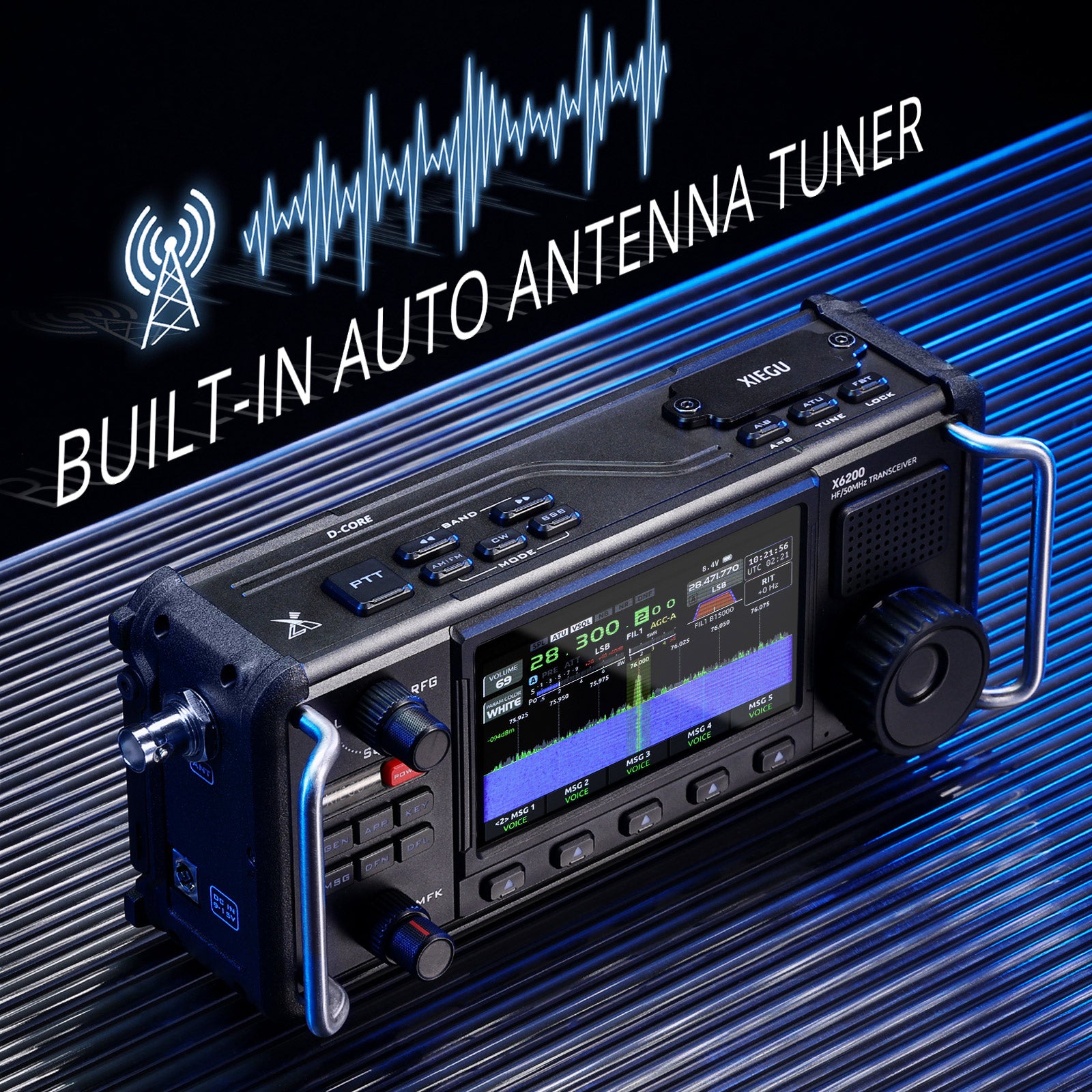 Xiegu X6200 HF Transceiver | 8W | Full Mode Full Band | RF Direct Sampling | Replaceable Battery | Built-in ATU | SDR Structure | WFM AIR RX - Radioddity