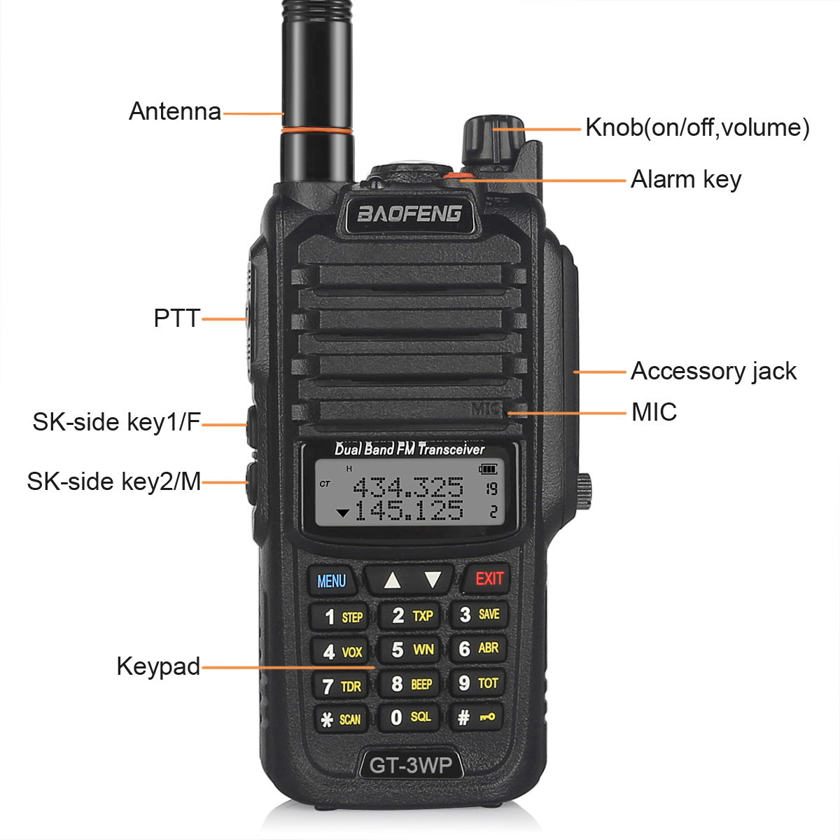 Baofeng GT-3WP | Dual Band | 5/3/1W | IP67 Waterproof - Radioddity