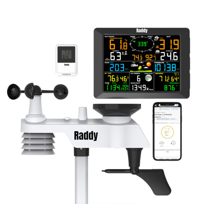 Raddy DT6 Weather Station | Temperature Humidity | Dual Alarm Clock | Adjustable Backlight, EU