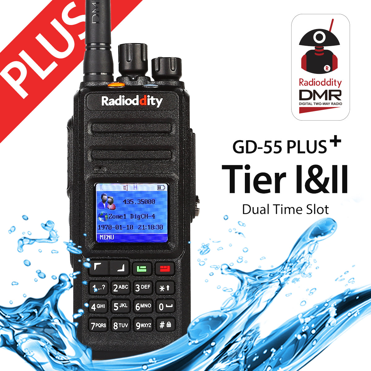 Radioddity GD-55 Plus | UHF DMR | 2800mA | 10/4W | Waterproof | Record - Radioddity