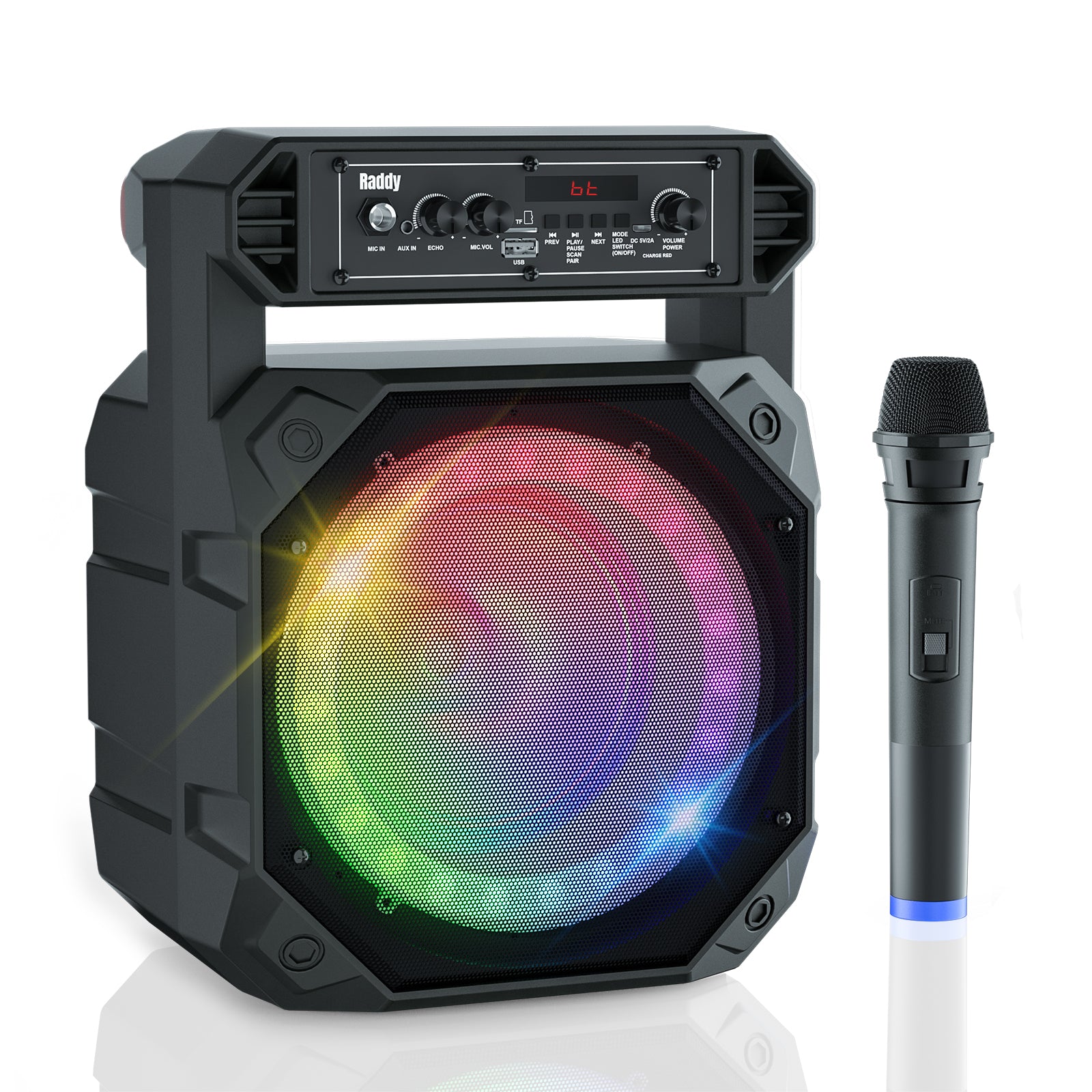 Raddy RS68 Portable Karaoke Machine | Rechargeable Bluetooth Speaker | Wireless Microphone [DISCONTINUED] - Radioddity