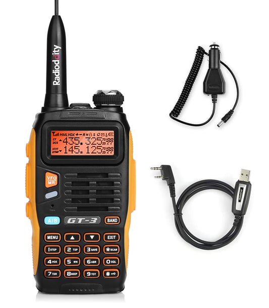 Baofeng GT-3 Mark II | Dual Band | 5W | Better Antenna | VOX | with Speaker & Cable - Radioddity