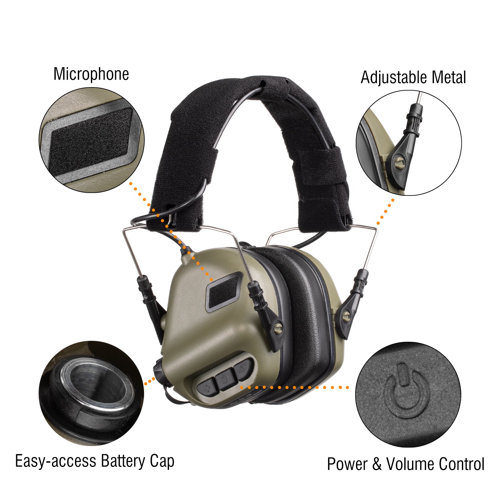 Raddy S22 Electronic Shooting Earmuffs | NRR 22dB Noise Canceling | Sound Amplification [DISCONTINUED] - Radioddity