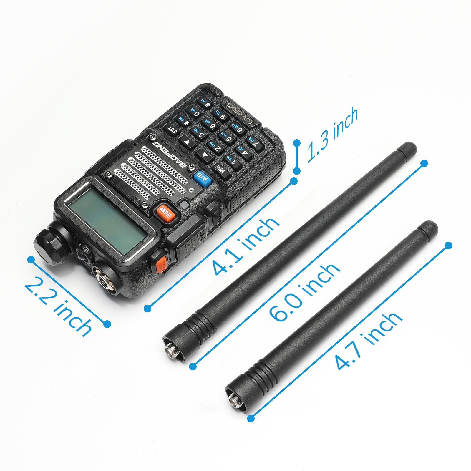 Baofeng UV-5RX3 [5 Packs] | Tri-band 1.25M | Tri-color LCD | 2 Antennas | with Cable - Radioddity