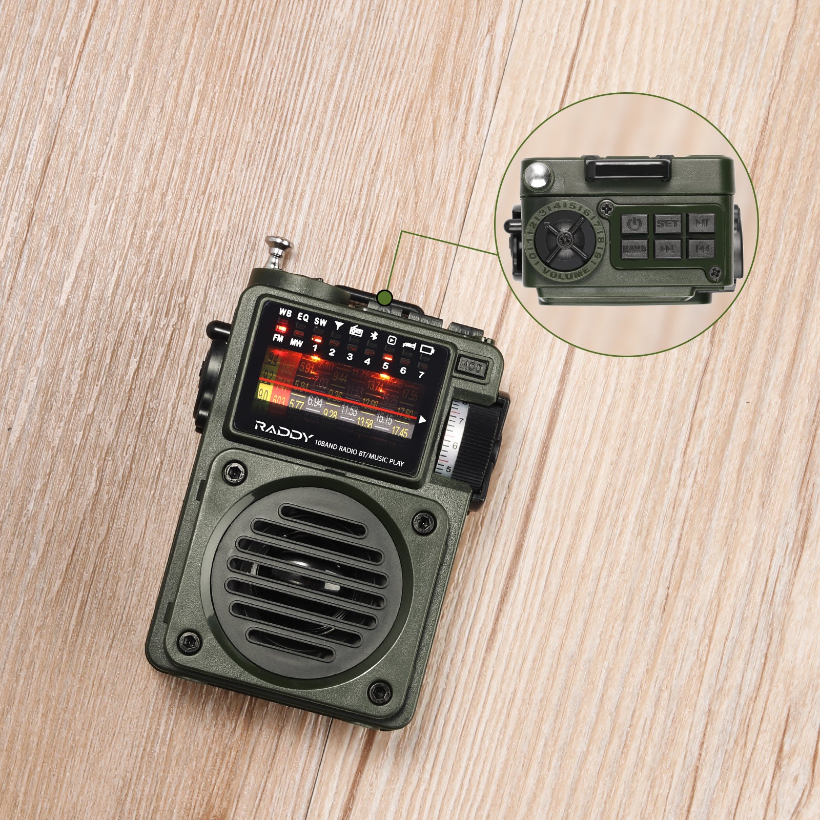 Raddy RF750 Shortwave Radio | AM/FM/SW/WB | Portable Digital Rechargeable | Bluetooth 5.0 - Radioddity