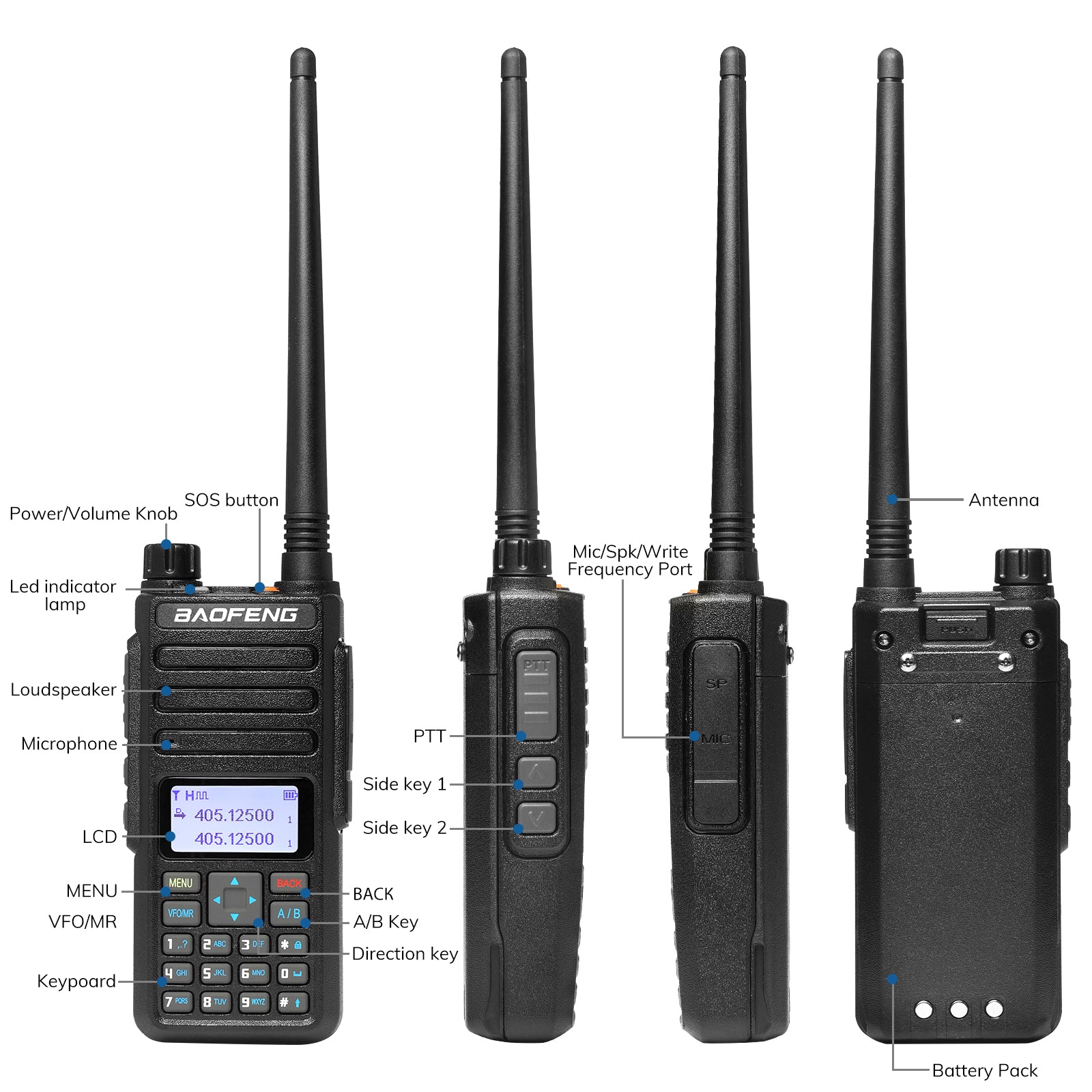 Baofeng DR-1801UV DMR Radio | 5W/1W | Analog & Digital | VHF & UHF | VFO | SMS | Dual Time Slot - Radioddity