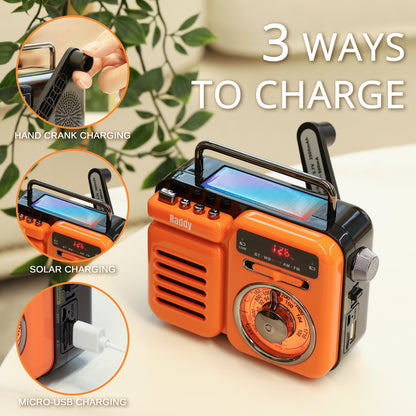 Raddy RW3 Emergency Radio | Hand Crank  | Solar | AM/FM/NOAA | Bluetooth [DISCONTINUED] - Radioddity