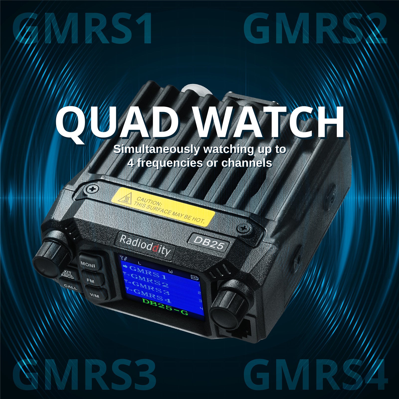 Radioddity DB25-G GMRS Mobile Radio | 25W | Quad Watch | UHF VHF Scanning | Repeater Capable - Radioddity