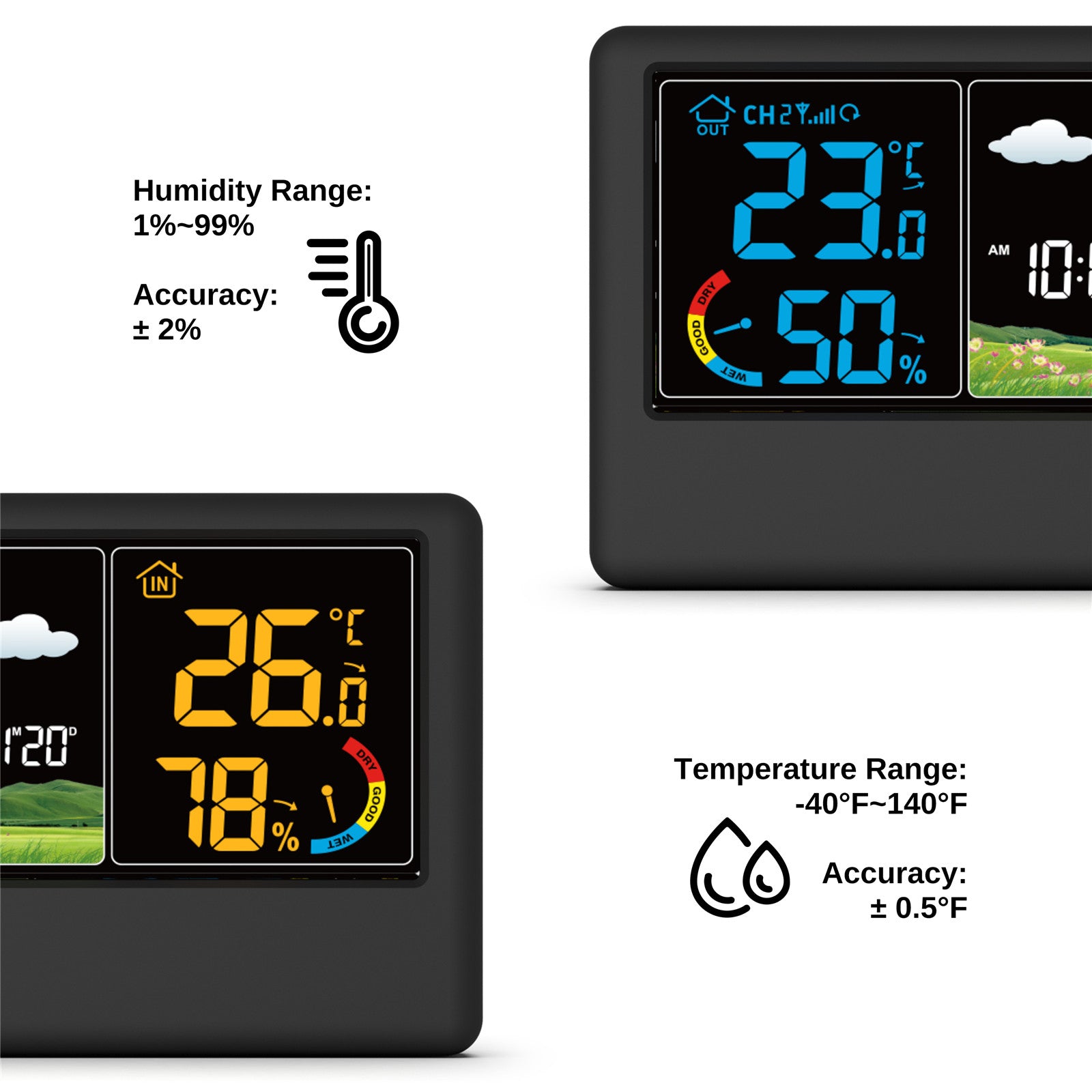 Raddy WF-55C Wireless Weather Station | Color Display | Weather Forecast | Thermometer Hygrometer - Radioddity