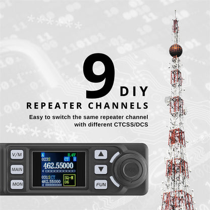 Radioddity DB20-G GMRS Mobile | 20W | 500 Channels | UHF VHF Scanner | Sync | Repeater Capable - Radioddity