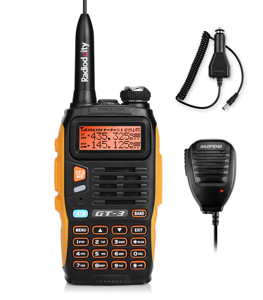 Baofeng GT-3 Mark II | Dual Band | 5W | Better Antenna | VOX | Flashlight | with Speaker - Radioddity