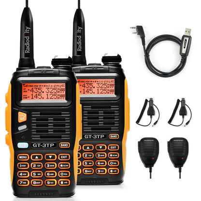 2 pcs x Baofeng GT-3TP Two Way Radio + 2 x Remote Speakers + 1 x Programming Cable - Radioddity