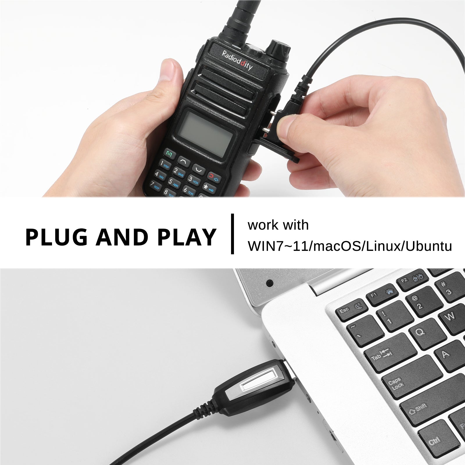 Radioddity PC002 Programming Cable | Windows 7-11 | Plug and Play | Kenwood Plug - Radioddity