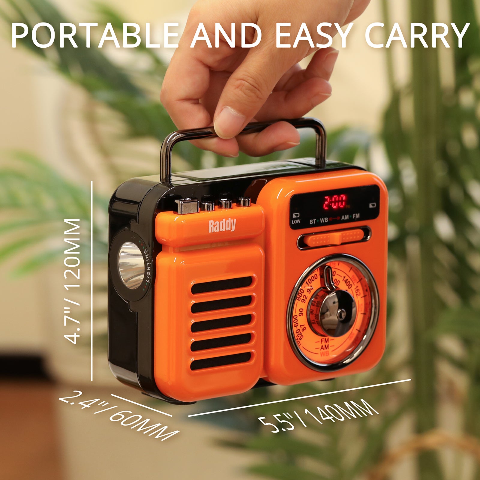 Raddy RW3 Emergency Radio | Hand Crank  | Solar | AM/FM/NOAA | Bluetooth [DISCONTINUED] - Radioddity