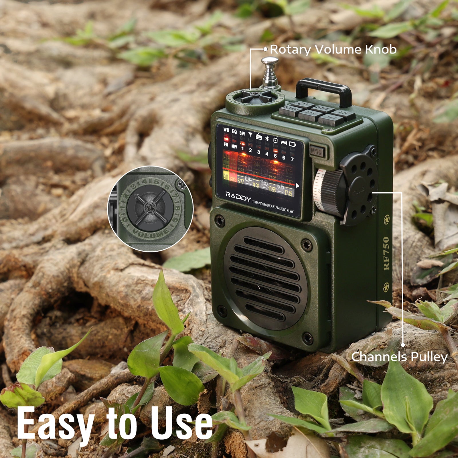 Raddy RF750 Shortwave Radio | AM/FM/SW/WB | Portable Digital Rechargeable | Bluetooth 5.0 - Radioddity