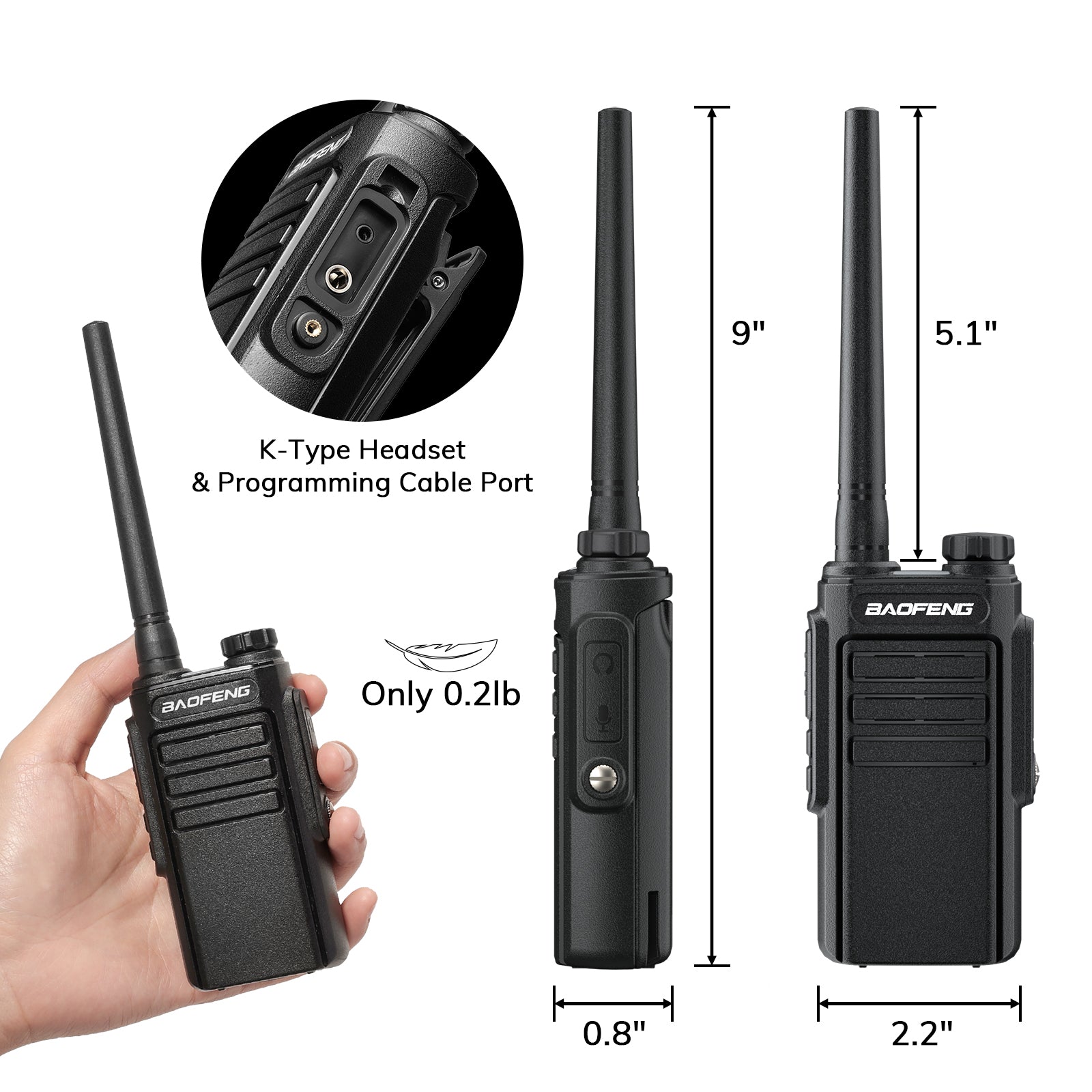 Baofeng MP31 GMRS Radio [1 Pair] | 2W |  IP54 Waterproof | USB-C Charging | VOX | NOAA Receive & Scan - Radioddity