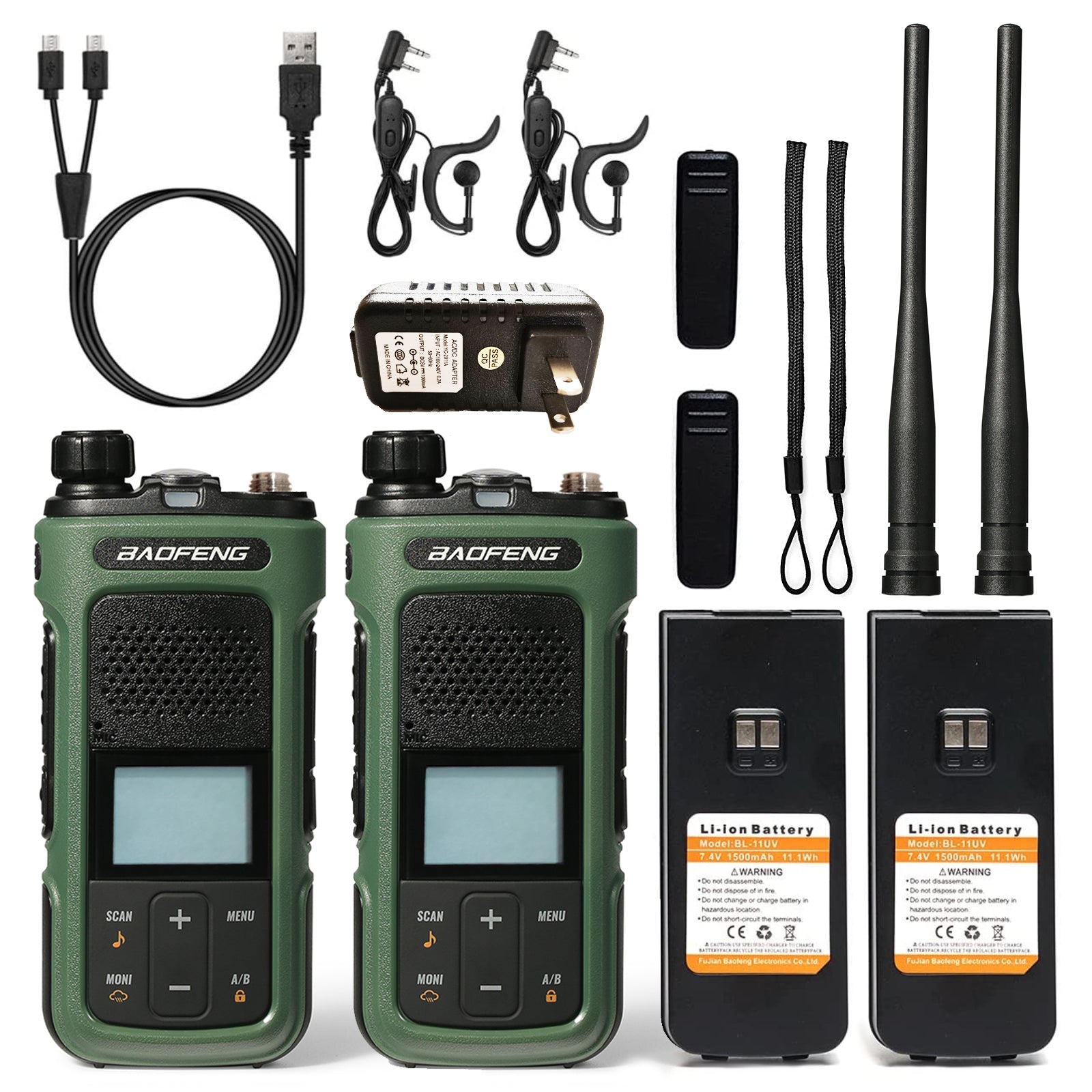 Baofeng G11S GMRS Radio [1 Pair] | 3W | UHF VHF Receiver | Repeater Capable | NOAA | DIY Repeater Channel - Radioddity