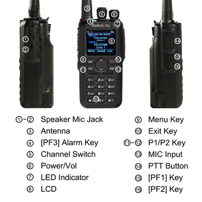 Radioddity GD-AT10G | 10W UHF | Analog & Digital DMR Tier I & II | GPS APRS Function | Color Screen - Radioddity