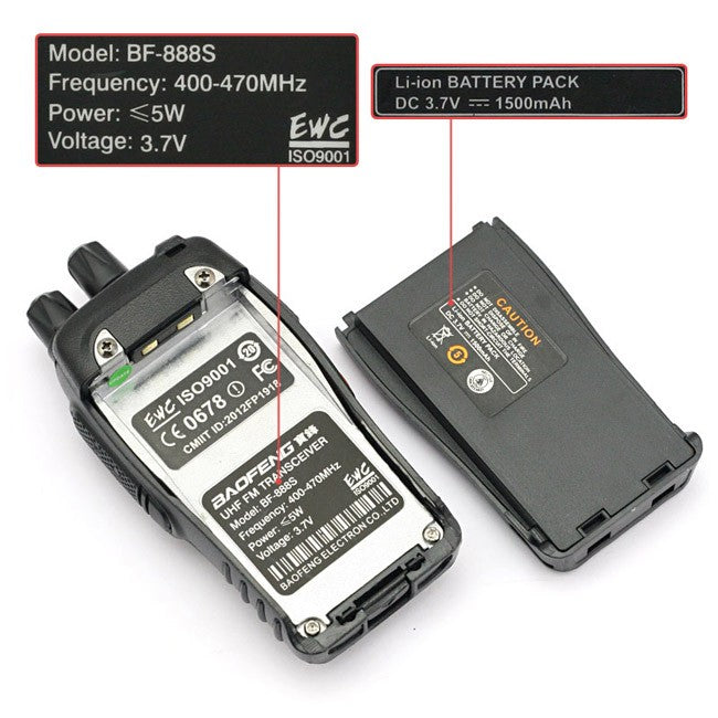 Baofeng BF-888S [2 Pack] | UHF |  5W | 16CH | CTCSS/DCS | Flashlight - Radioddity