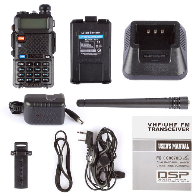 Baofeng UV-5R [2 Pack] | Dual Band | 4/1W | 128CH | Flashlight | VOX | Alert - Radioddity