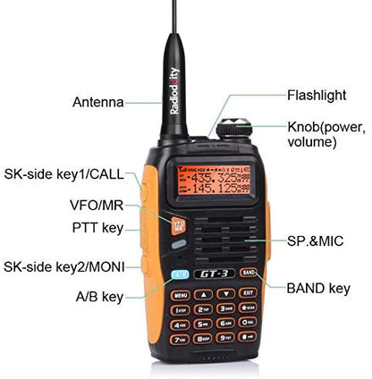 Baofeng GT-3 Mark II | Dual Band | 5W | Better Antenna | VOX | Flashlight | with Battery - Radioddity