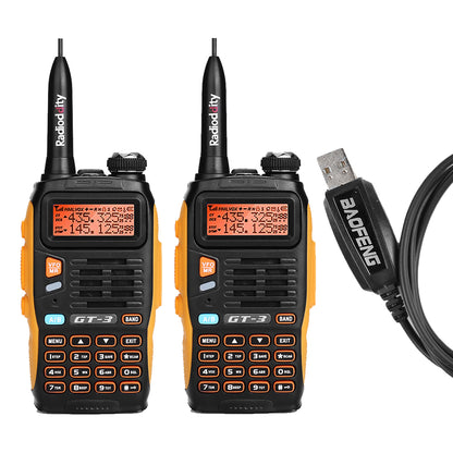 Baofeng GT-3 Mark II [2 Pack + Cable] | Dual Band | 5W | Better Antenna | Flashlight - Radioddity