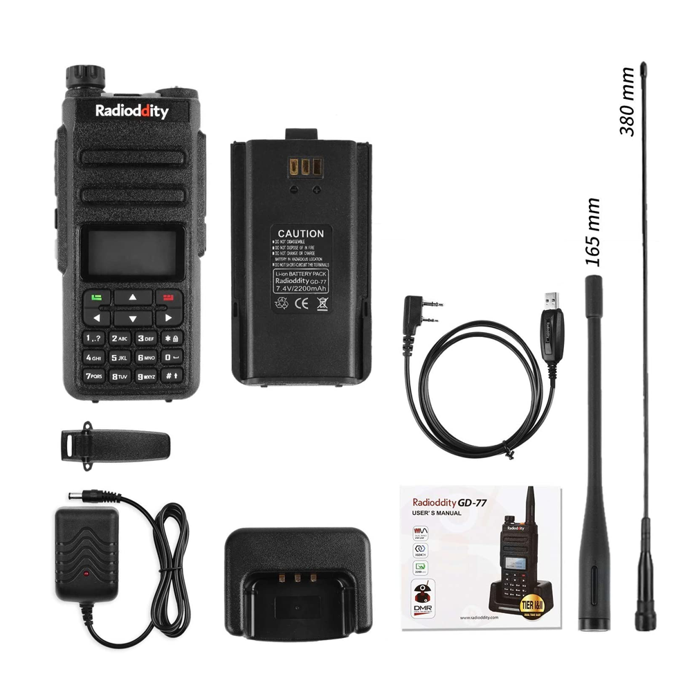 GD-77 DMR Dual Band Dual Time Slot Two Way Radio + Cable [10 Pack] - Radioddity