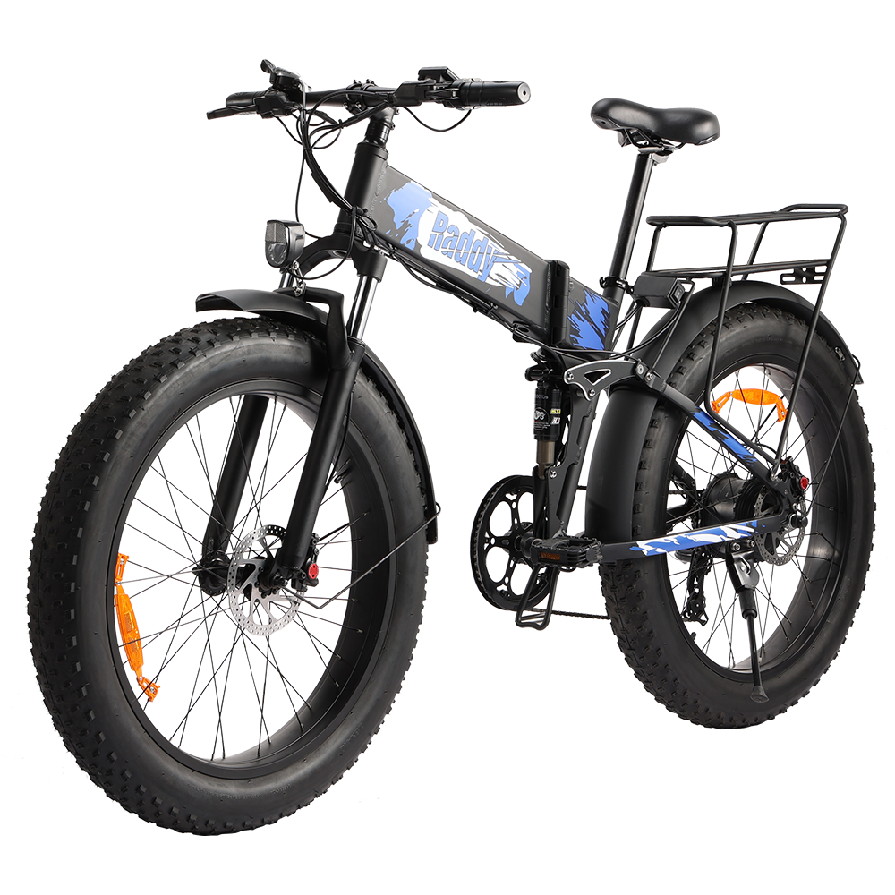 Raddy eTrail Terra Folding Electric Bike | 750W | Fat Tire | 48V Battery | 60 Miles 7 Speed | Dual Battery Design - Radioddity