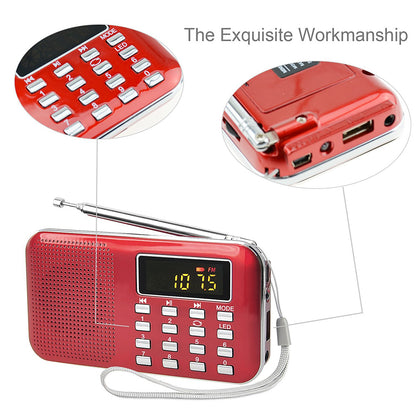 Radioddity L-908 Mini Digital FM LCD Radio, Red [DISCONTINUED] - Radioddity