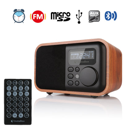 InstaBox i90 Wooden FM Clock Radio & Bluetooth Speaker [DISCONTINUED] - Radioddity