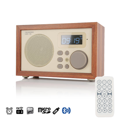 InstaBox i50 Wooden FM Clock Radio & Bluetooth Speaker [DISCONTINUED] - Radioddity