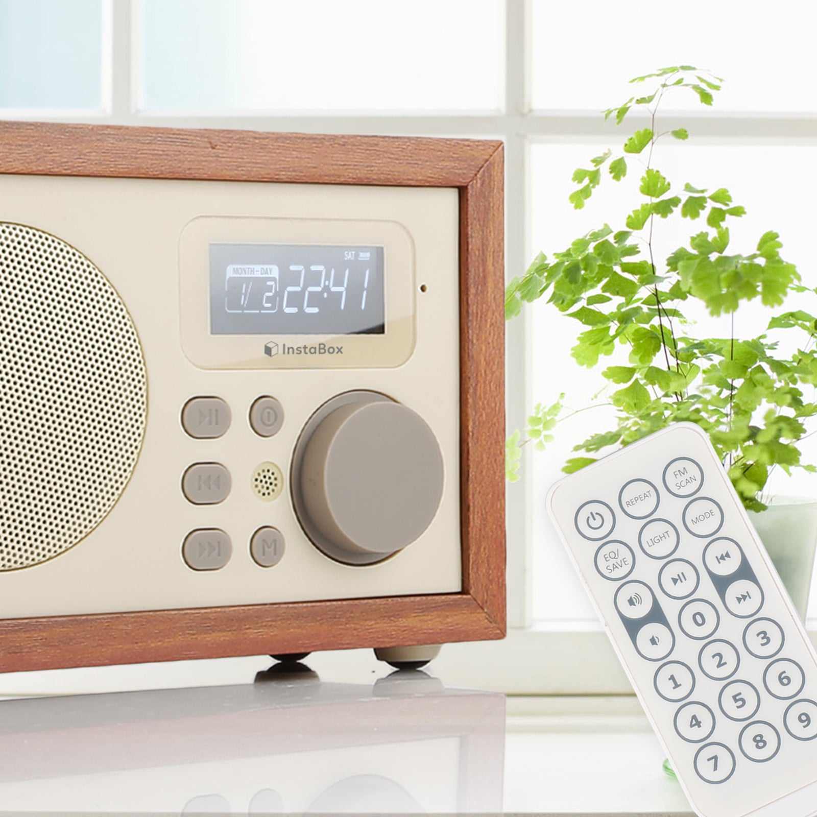 InstaBox i50 Wooden FM Clock Radio & Bluetooth Speaker [DISCONTINUED] - Radioddity