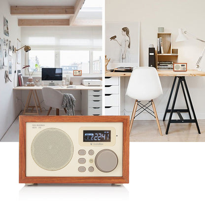 InstaBox i50 Wooden FM Clock Radio & Bluetooth Speaker [DISCONTINUED] - Radioddity