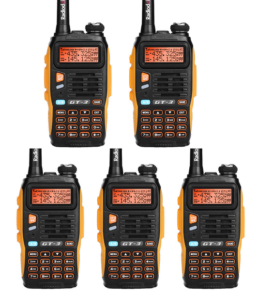 Baofeng GT-3 Mark II [5 Pack] | Dual Band | 5W | Better Antenna | VOX | Flashlight - Radioddity