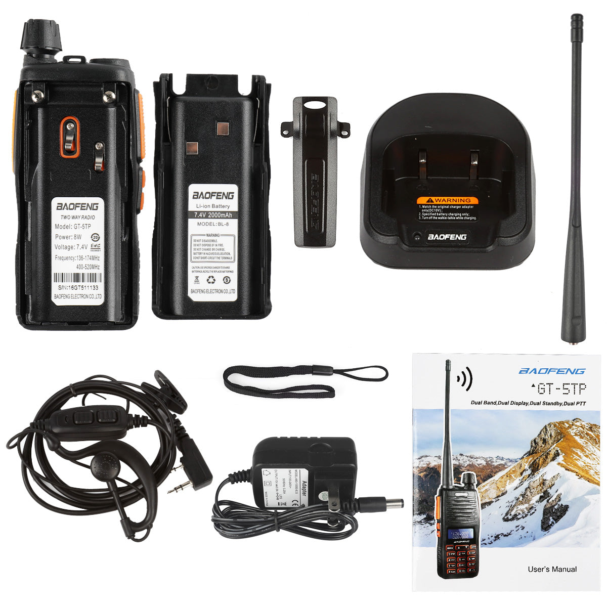 Baofeng GT-5TP Two-Way Radio [2 Packs] + Cable - Radioddity