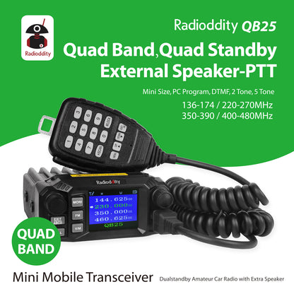 QB25 Quad Band Quad-standby Mini Mobile Radio+ Cable [DISCONTINUED] - Radioddity