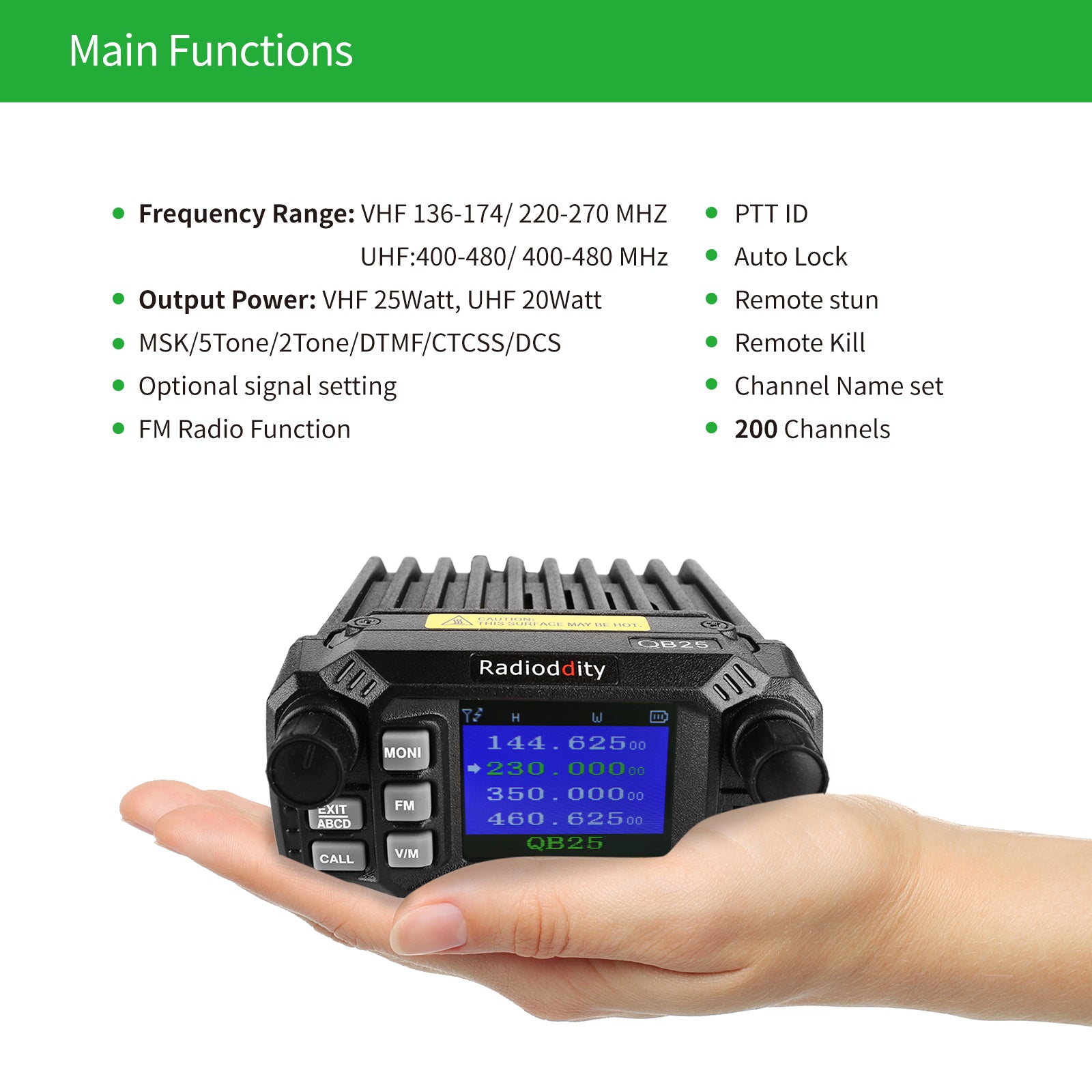 QB25 Quad Band Quad-standby Mini Mobile Radio+ Cable [DISCONTINUED] - Radioddity