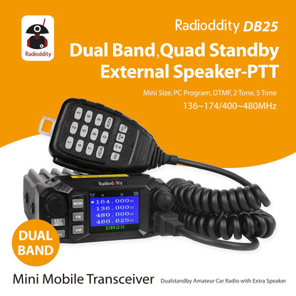 DB25 Dual Band Quad-standby Mobile Radio 25W/10W [DISCONTINUED] - Radioddity