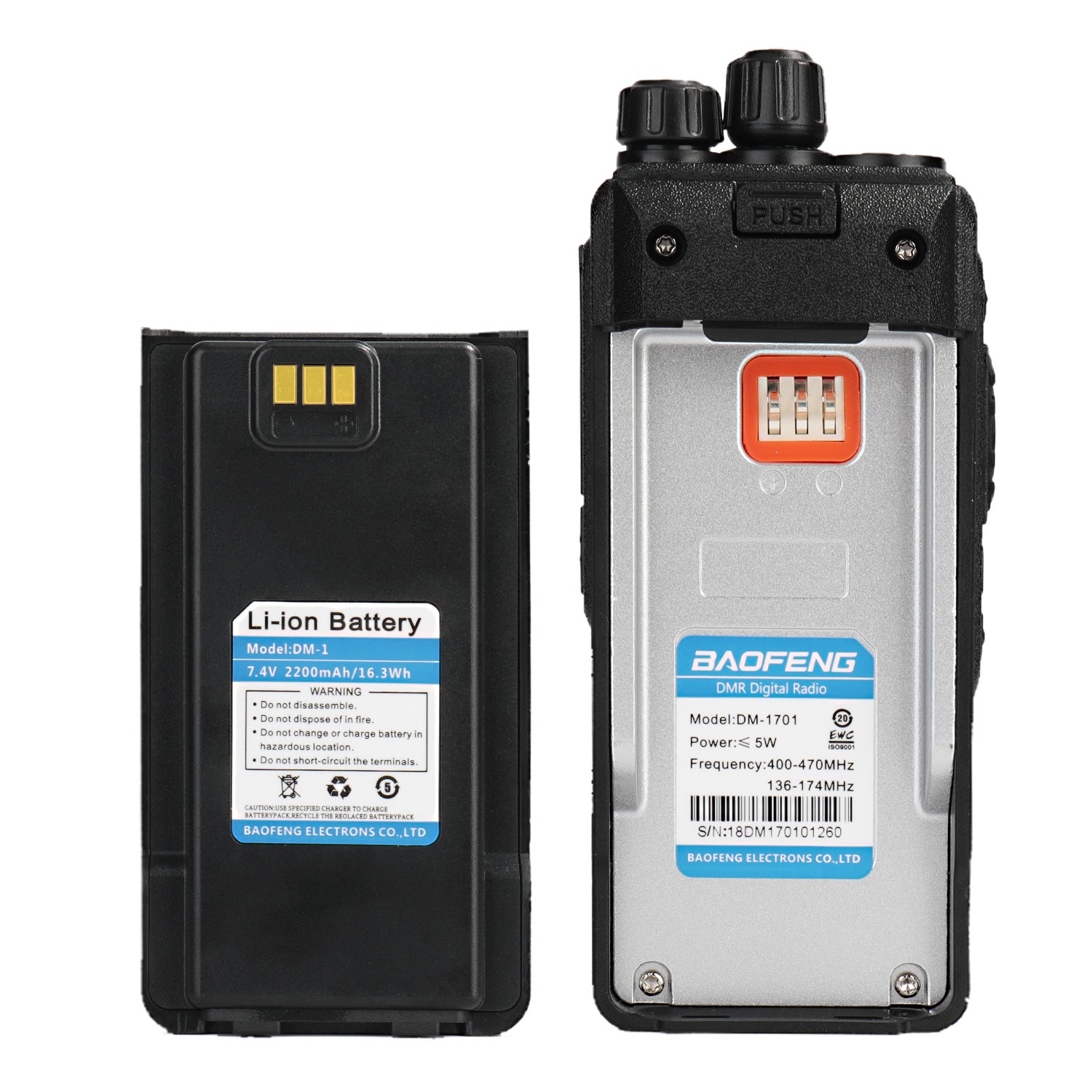 Baofeng DM-1701 DMR | Dual Band | 5W | 120K Contacts Import | SMS Function - Radioddity