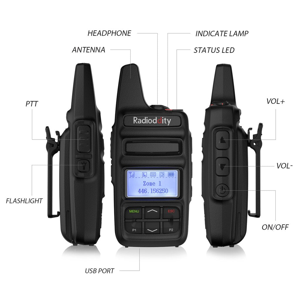 Radioddity GD-73A/E | DMR | UHF/PMR | USB Program & Charge | 3600mAh | SMS | Hotspot Use - Radioddity