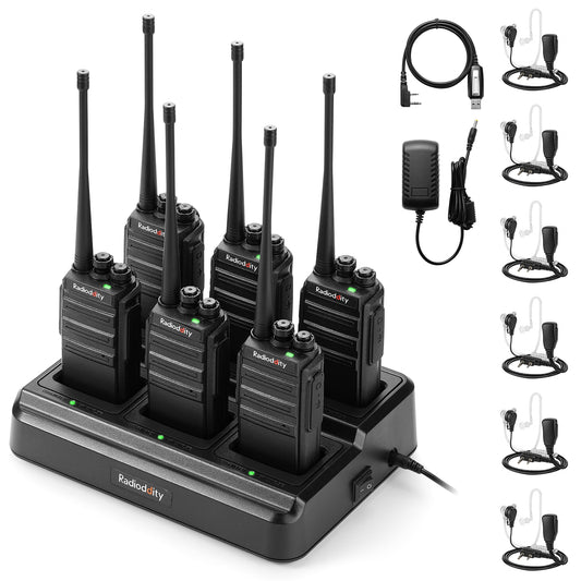 Radioddity GA-2S UHF Radio | VOX | Squelch | with 6-Way Charger Station [6 Pack+Cable] - Radioddity