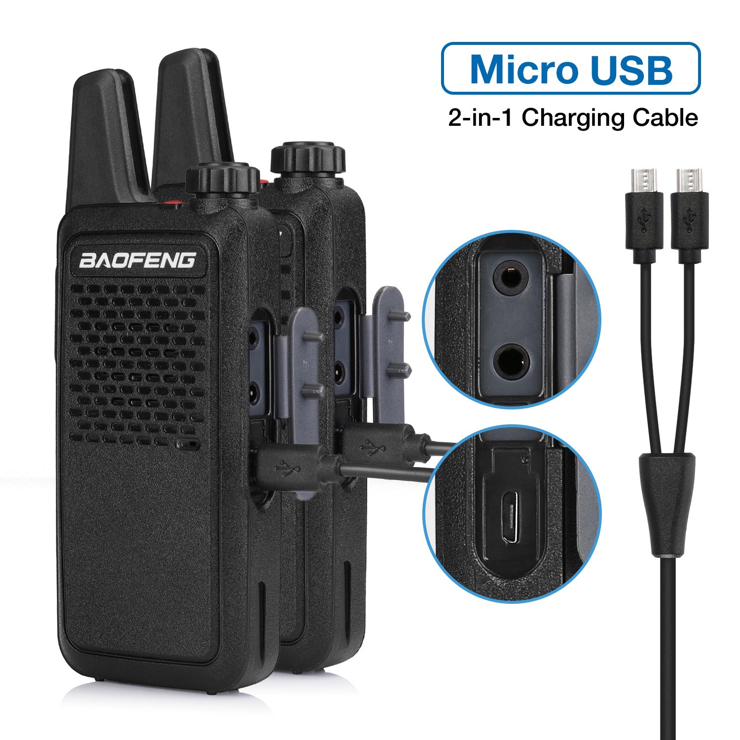 Baofeng GT-22 [2 Pack] 2W/0.5W FRS/PMR Radio - Radioddity